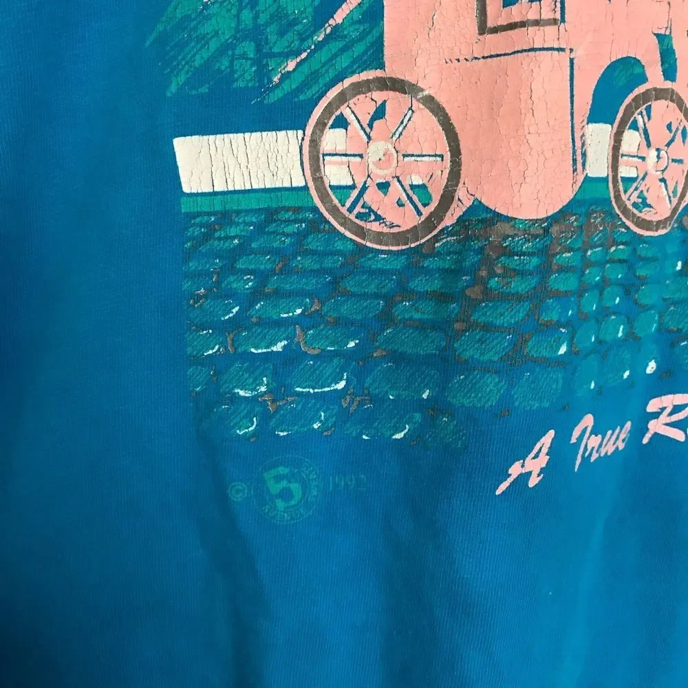 Vintage 90s Hanes Beefy XL Blue/Teal Tshirt Atlanta's City Beneath The Streets